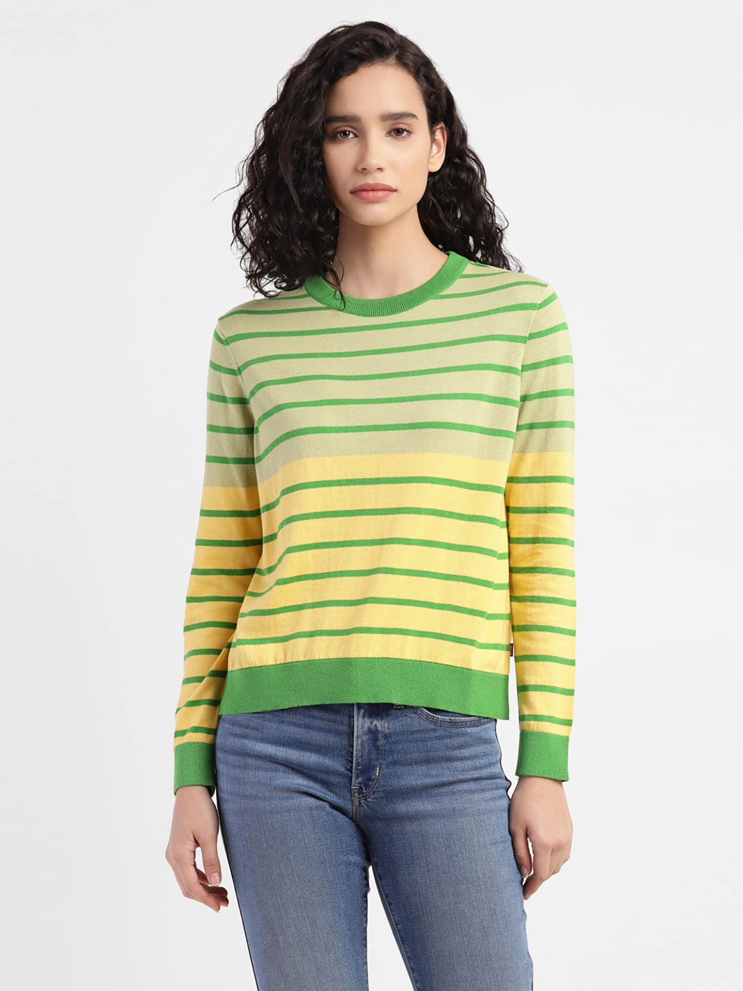 women striped full sleeve sweater