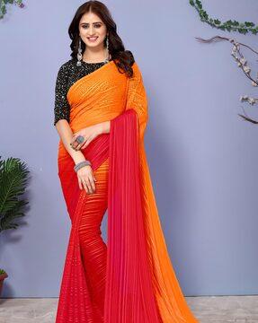 women striped georgette saree