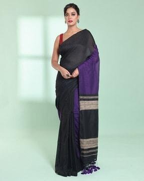 women striped half & half saree