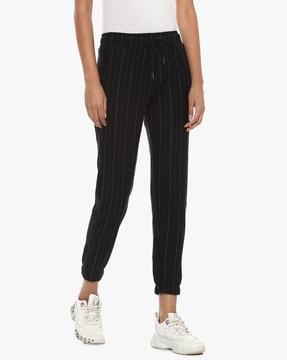 women striped joggers with insert pockets