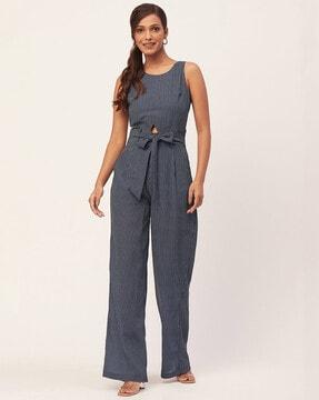 women striped jumpsuit