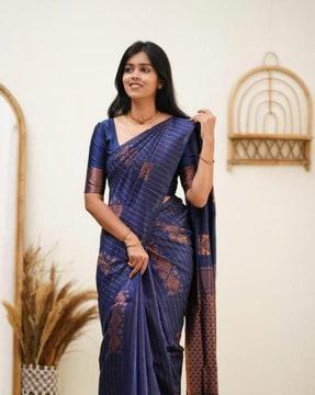 women striped kanjeevaram silk saree