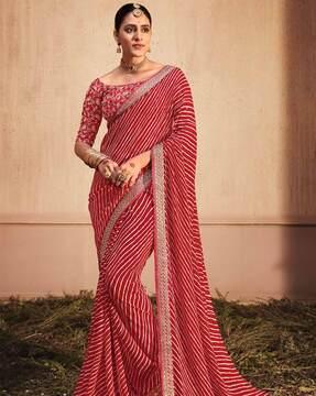 women striped kanjeevaram silk saree