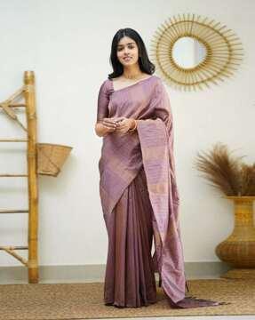 women striped kanjeevaram silk saree