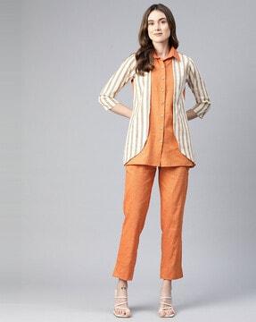 women striped layered shirt with trousers