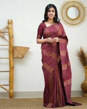 women striped lichi silk saree