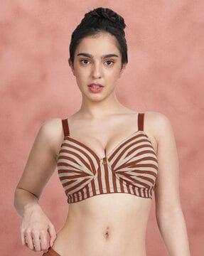 women striped lightly-padded bra