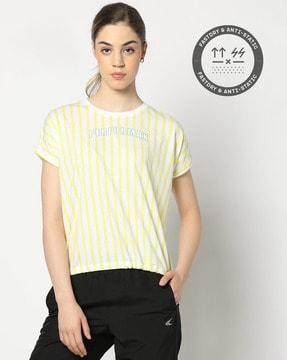 women striped loose fit crew-neck t-shirt