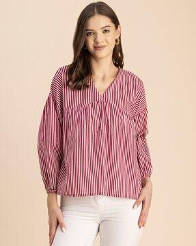 women striped loose fit top