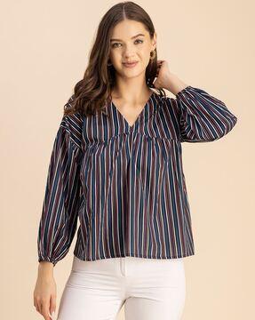 women striped loose fit top