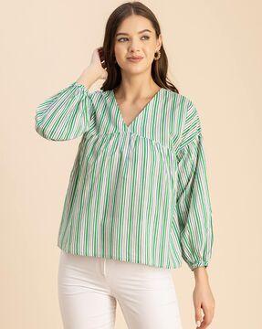 women striped loose fit top