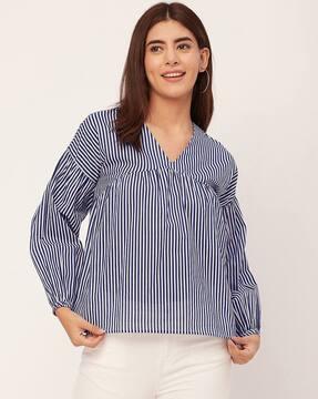 women striped loose fit top