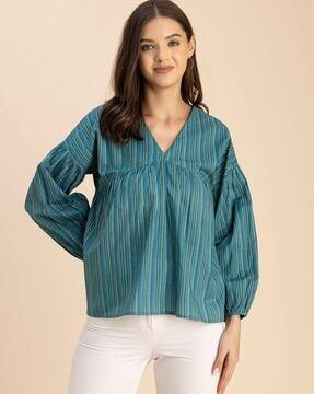 women striped loose fit top