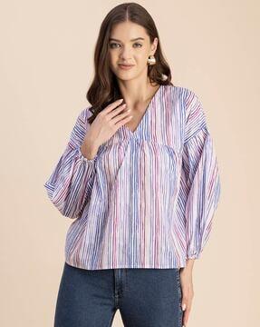 women striped loose fit top