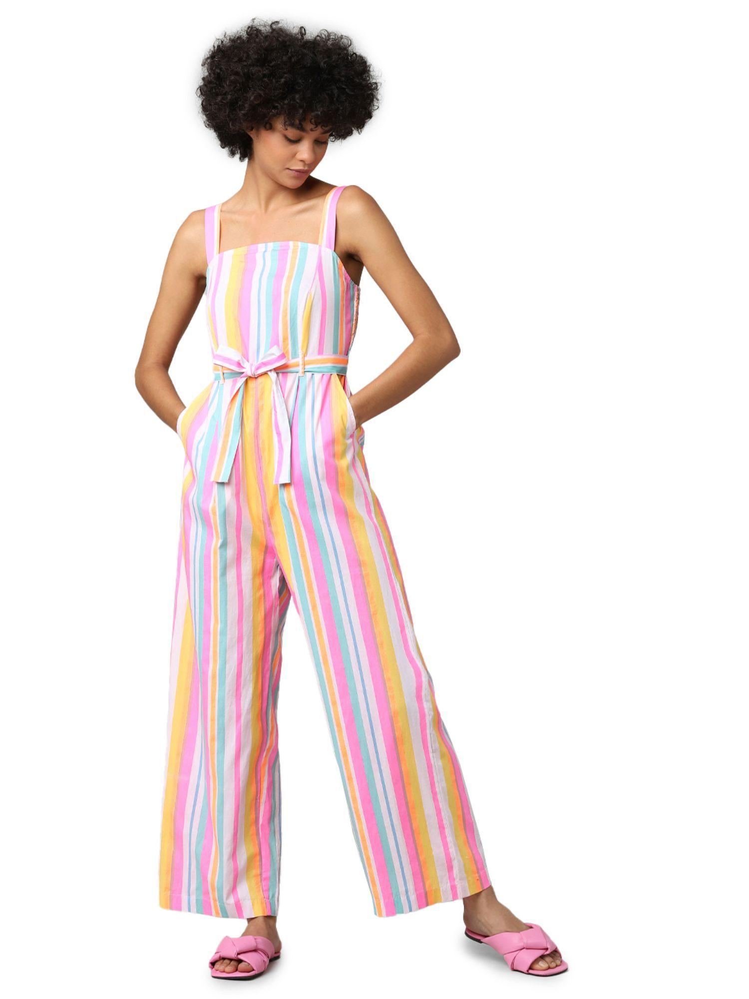 women striped multicolor jumpsuit