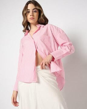 women striped oversized fit shirt
