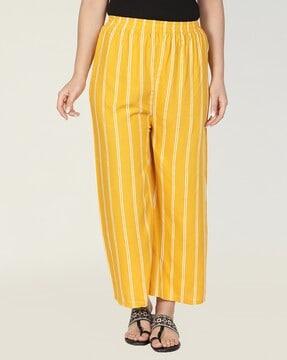 women striped palazzos with elasticated waist