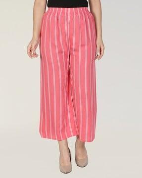 women striped palazzos with elasticated waist