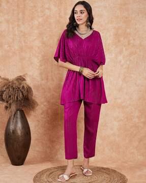 women striped pant-suit set