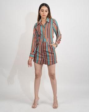 women striped playsuit with insert pockets