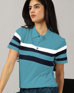 women striped polo t-shirt