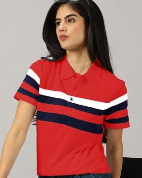 women striped polo t-shirt