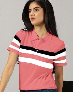 women striped polo t-shirt