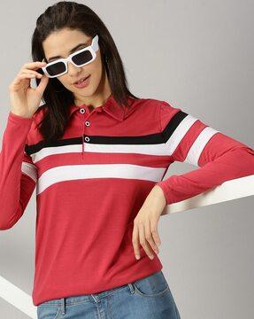 women striped polo t-shirt