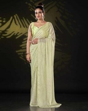 women striped pre-stitched saree