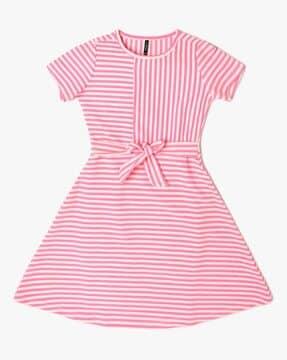 women striped regular a-line dress