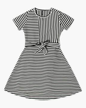women striped regular a-line dress