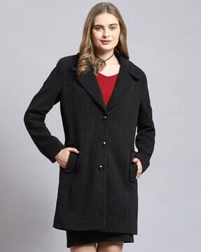 women striped regular fit peacoat