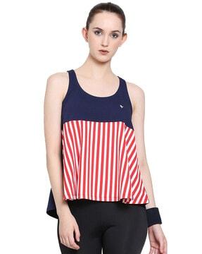 women striped regular fit round-neck top