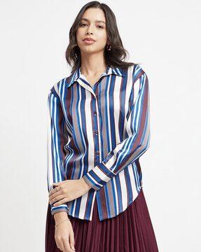 women striped regular fit shirt