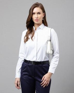 women striped regular fit shirt