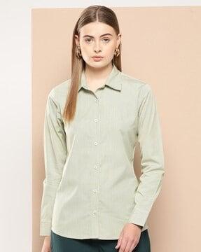 women striped regular fit shirt