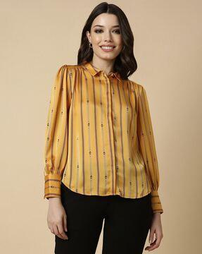 women striped regular fit shirt