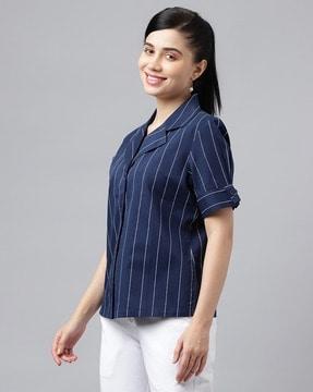 women striped regular fit shirt