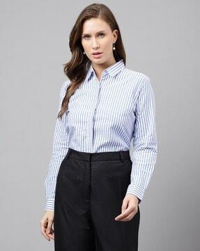 women striped regular fit shirt