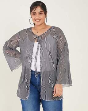 women striped regular fit shrug