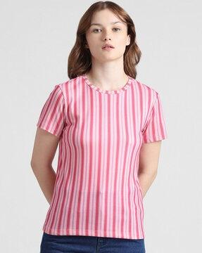 women striped regular fit t-shirt