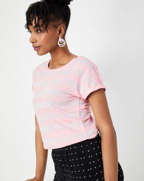 women striped regular fit t-shirt