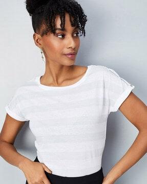 women striped regular fit t-shirt