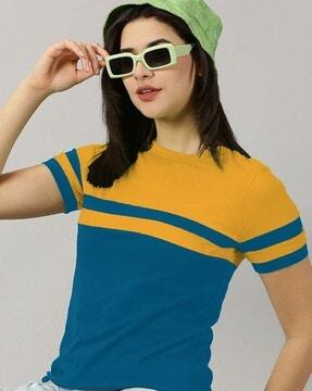 women striped regular fit t-shirt