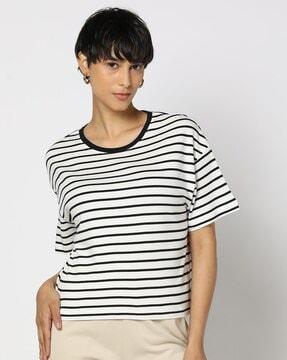 women striped regular fit t-shirt