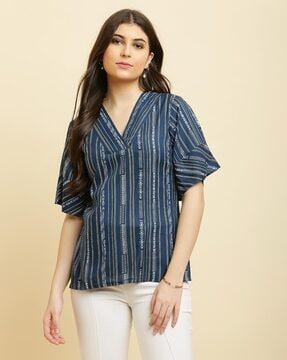 women striped regular fit top