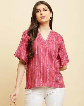 women striped regular fit top