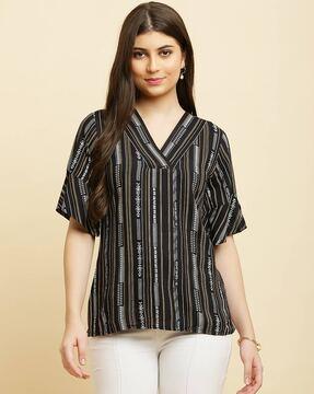 women striped regular fit top