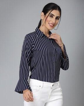 women striped regular fit top