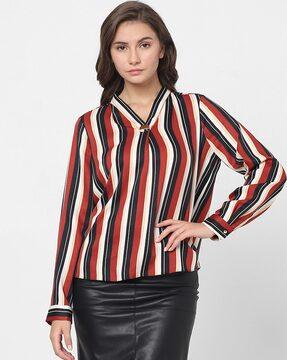 women striped regular fit top